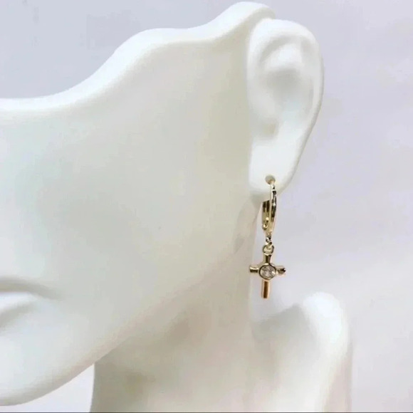 Cross Hoops Earrings - Picture 4 of 6